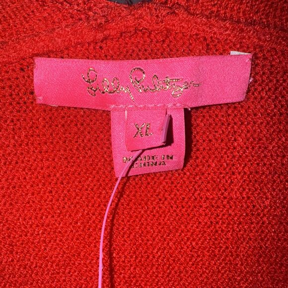 NWT Lilly Pulitzer Size XL Ruby Red Sevie Sweater Dolman Sleeve V-Neck Easy Fit - Picture 6 of 12